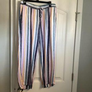 Wide Leg Flowy Striped Pants, Medium